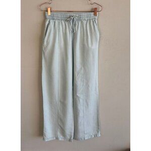 Zara Womens High Waisted Wide Leg Loose Trouser Flowy Pants Light Blue Sz M